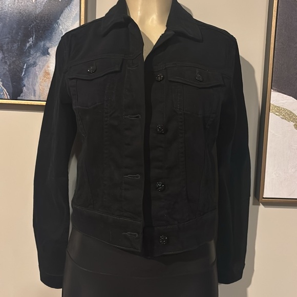 LuLaRoe Jean jacket Harvey Black front with unicorns size XS - Picture 2 of 7